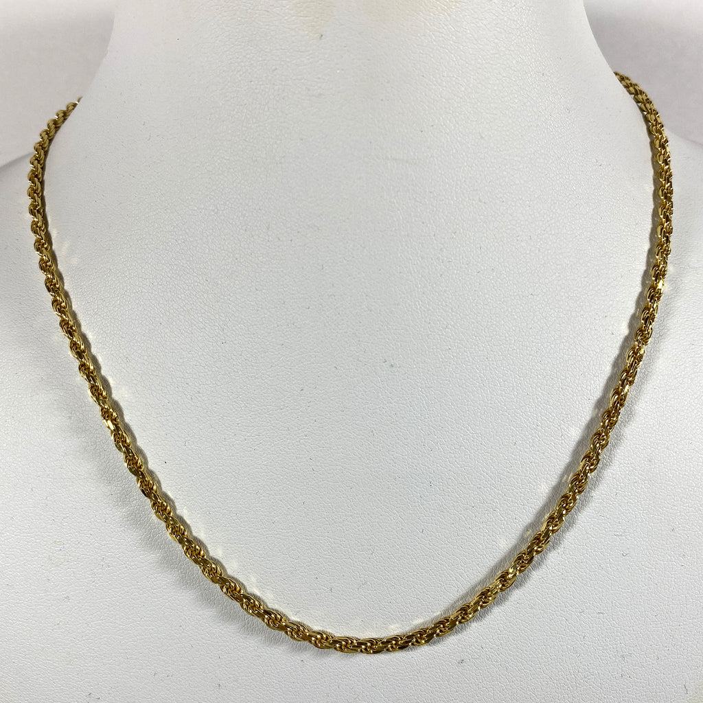 Sterling Silver - 2.9mm Rope Chain Necklace - 18K Gold Plate