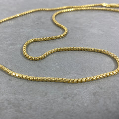 925 Sterling Silver Box Chain Necklace - 18K Gold Plate - 1.9mm Wide