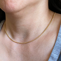 Gold Cable Chain Necklace - 2mm - 925 Sterling Silver - 18K Gold Plated