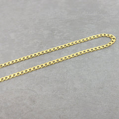 Mens Italian Gold Chain Necklace - 3mm Curb Chain - Sterling Silver - 18K Gold Plate