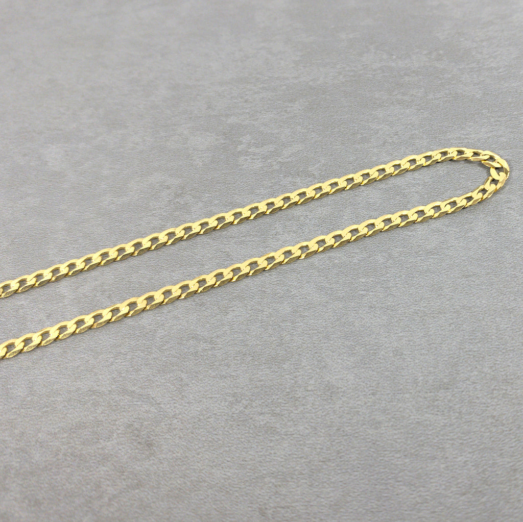 Gold Chain Necklace - 3mm Curb Chain - 18K Gold Plated Sterling Silver