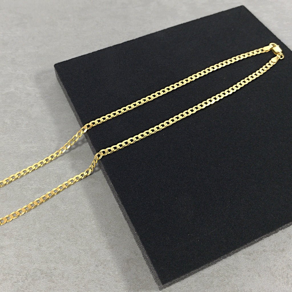 Gold Chain Necklace - 3mm Curb Chain - 18K Gold Plated Sterling Silver