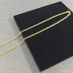 Mens Italian Gold Chain Necklace - 3mm Curb Chain - Sterling Silver - 18K Gold Plate