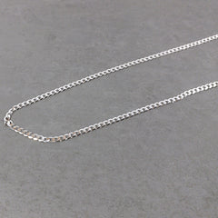 Mens Silver Chain Necklace - 3mm Italian Curb Chain - 925 Sterling Silver