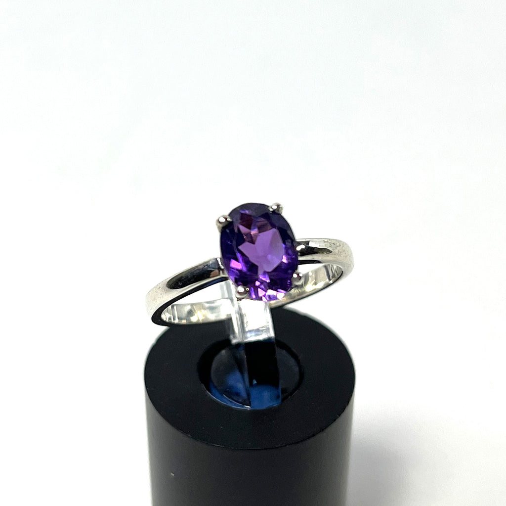 Amethyst Solitaire with 925 Sterling Silver Ring