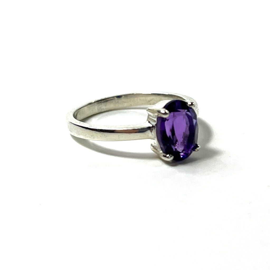 Amethyst Solitaire with 925 Sterling Silver Ring