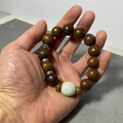 Jadeite and Agarwood Spiritual Bracelet