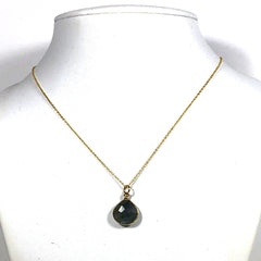 Labradorite Pendant (12mm) with 18K Gold Vermeil Necklace