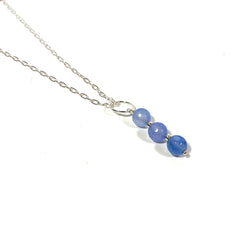 Blue Quartz Drop Pendant with Sterling Silver Necklace - Stone of Calm