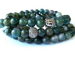 108 Bead Moss Agate 8mm Mala Bracelet / Necklace / Meditation Beads