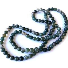 108 Bead Moss Agate 8mm Mala Bracelet / Necklace / Meditation Beads