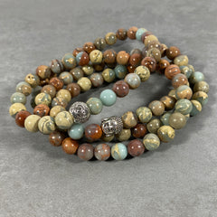 108 Bead African Jasper Mala Bracelet / Necklace / Meditation Beads