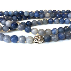 108 Bead Blue Agate Mala Bracelet / Necklace / Meditation Beads- Calming Stone