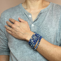 108 Bead Blue Agate Mala Bracelet / Necklace / Meditation Beads- Calming Stone
