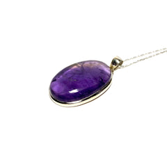 Purple Amethyst Gemstone Pendant with Sterling Silver Necklace