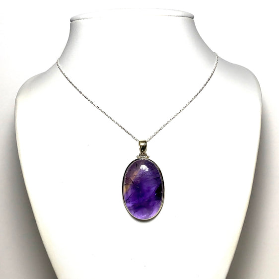 Purple Amethyst Gemstone Pendant with Sterling Silver Necklace
