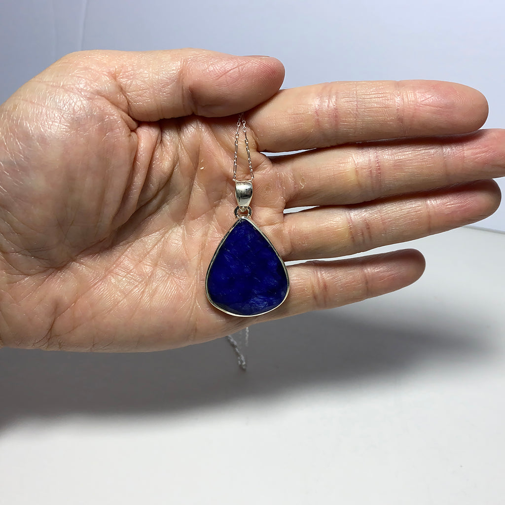Violet Sapphire Crystal Pendant with Sterling Silver Necklace