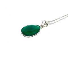 Green Onyx Gemstone Pendant with Sterling Silver Necklace