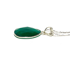 Green Onyx Gemstone Pendant with Sterling Silver Necklace