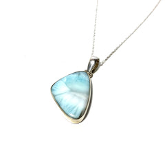 Blue Larimar Pendant with Sterling Silver Necklace
