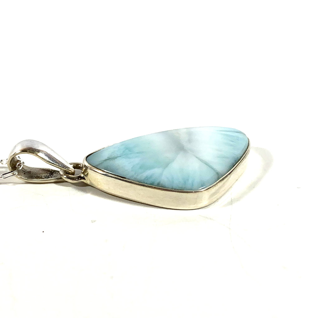Blue Larimar Pendant with Sterling Silver Necklace