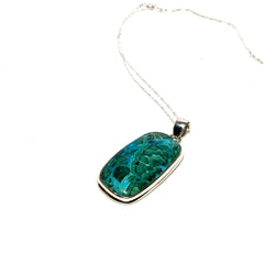 Green Malachite Pendant with Sterling Silver 18" Necklace