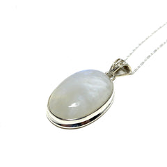 Moonstone Pendant with 18" Sterling Silver Necklace