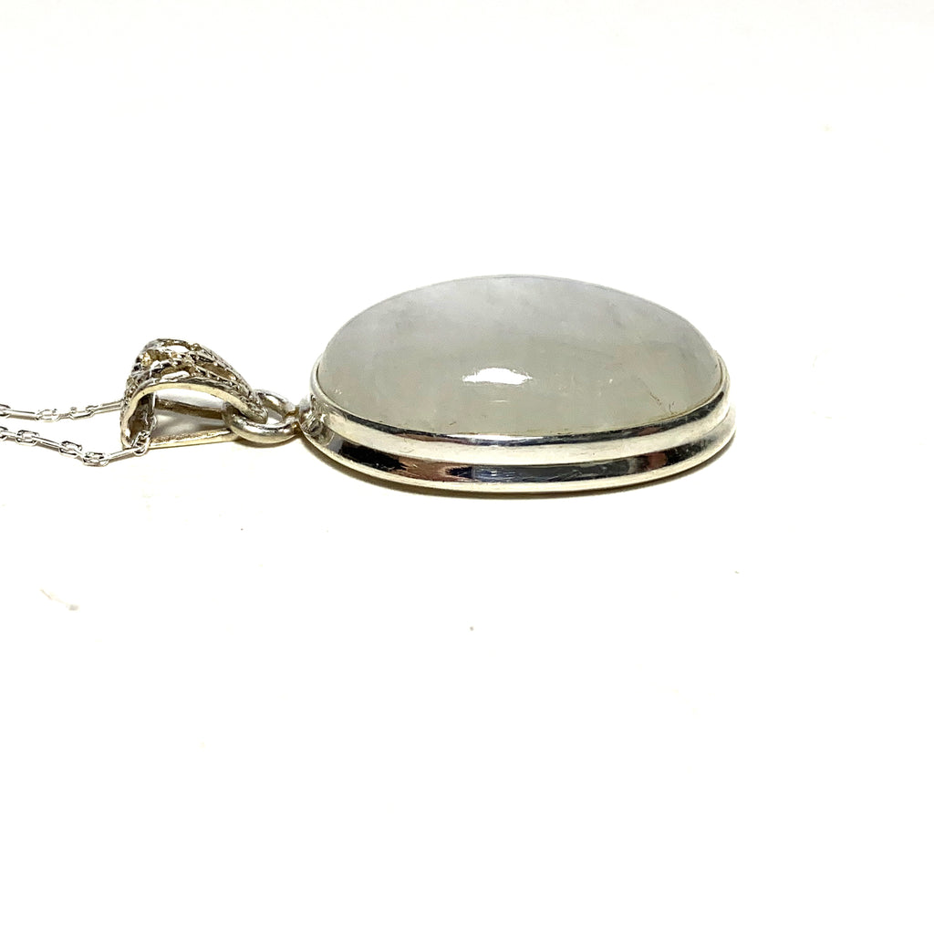 Moonstone Pendant with 18" Sterling Silver Necklace