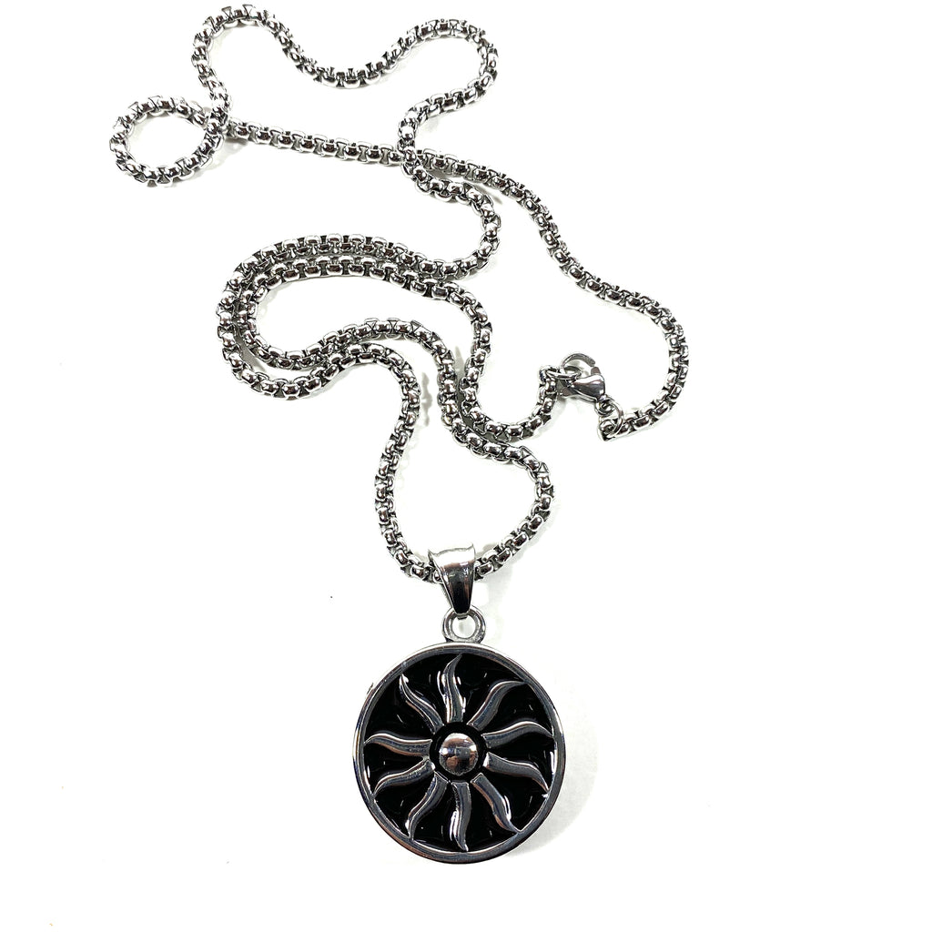 Silver Sun Pendant and Necklace