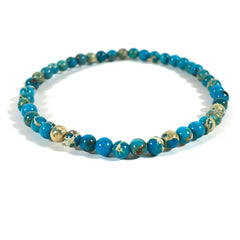 Mini Blue Jasper Gemstone 4mm Bead Energy Bracelet