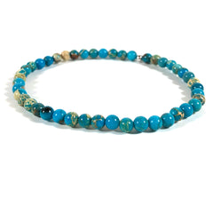 Mini Blue Jasper Gemstone 4mm Bead Energy Bracelet